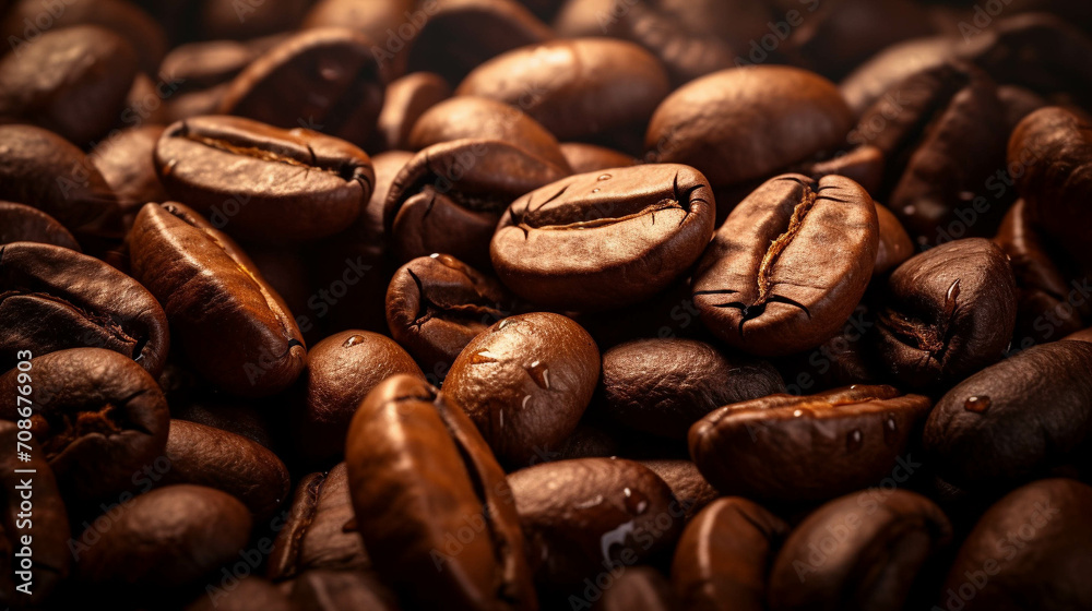 Naklejka premium Coffee beans close-up. Brazilian coffee