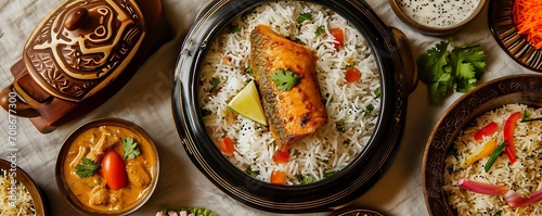 A visually appealing presentation of Fish Mandi, a variant of the traditional Mandi with fish as the main protein