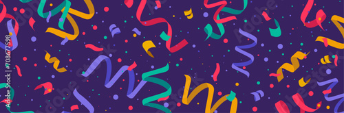Bannière pour célébrer une fête ou un événement - Confettis, cotillons et points colorés - Illustration vectorielle festive - Célébration - Soirée - Joie et  bonheur  photo