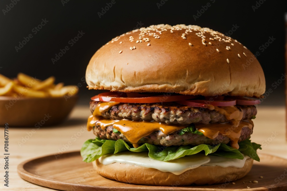 Burger advertisement photo, AI generated Burger advertisement photo, AI generated