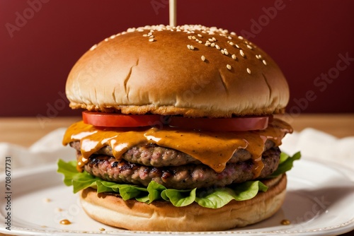 Burger advertisement photo, AI generated