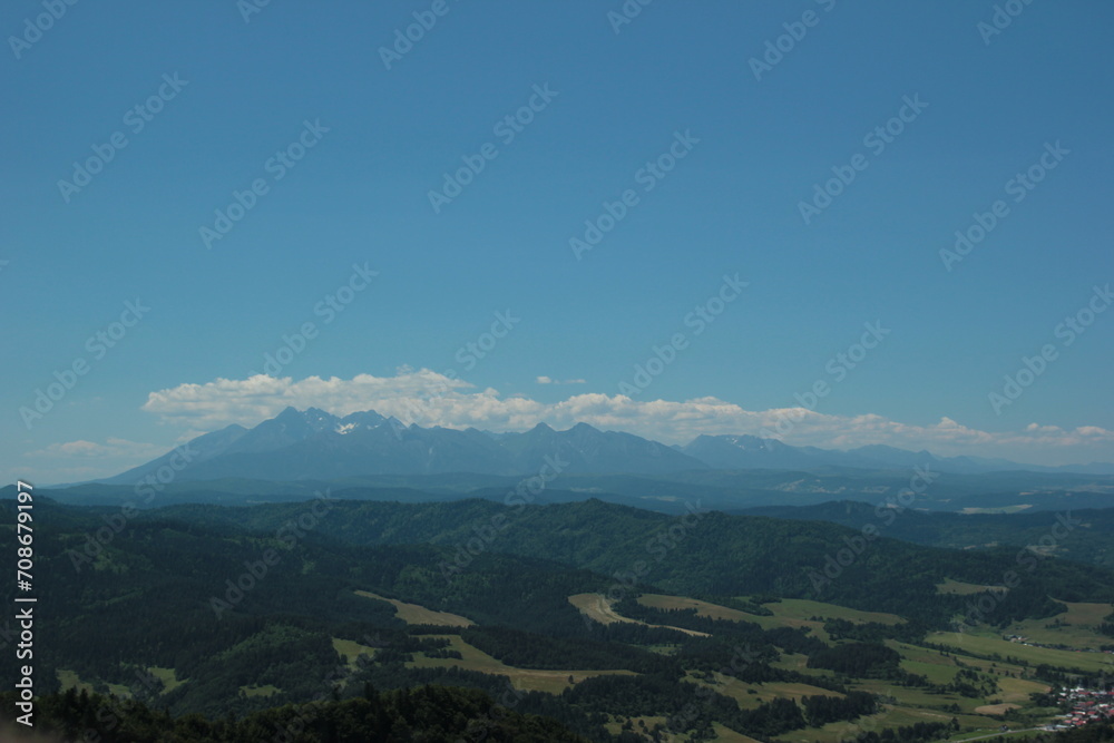 Majestic mountain range against the backdrop of a blue sky. Poland