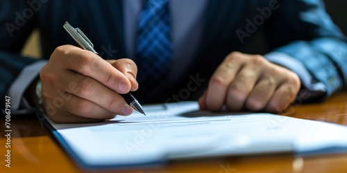 businessman signing an agreement close-up Generative AI
