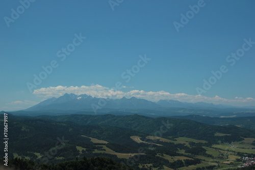 Majestic mountain range against the backdrop of a blue sky. Poland