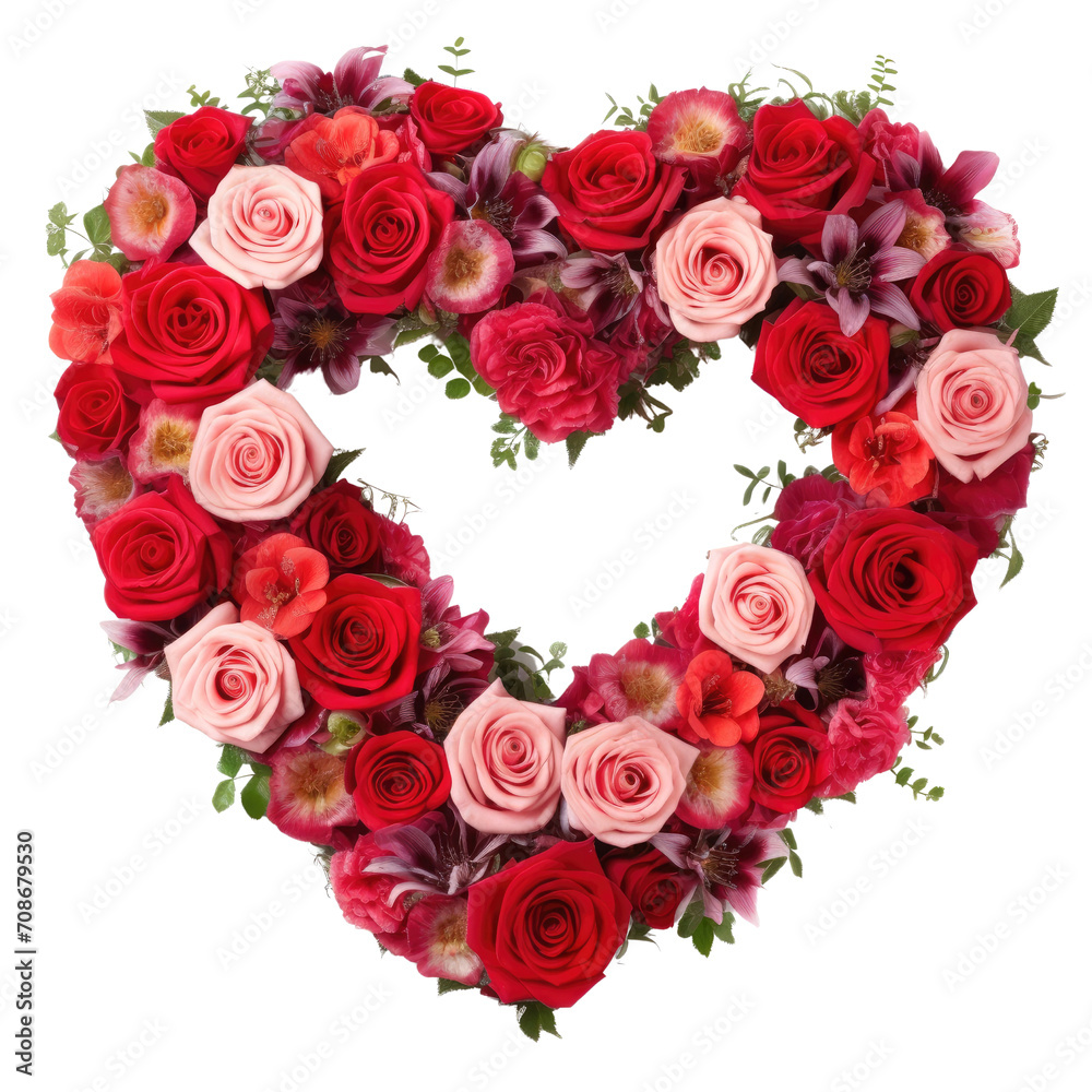 Heart-Shaped Arrangement of Red Roses