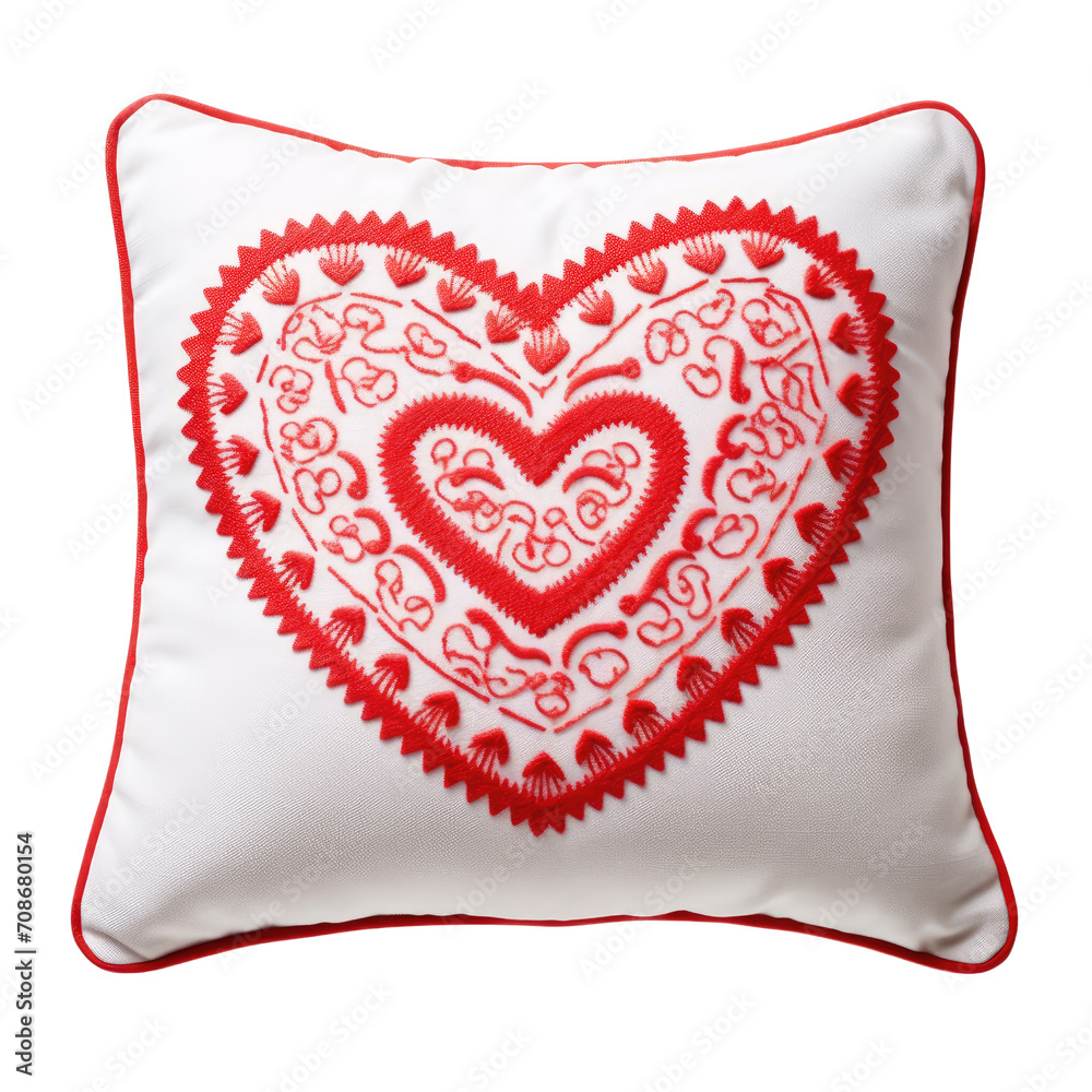 Stuffed Heart Pillow with Red Fringe