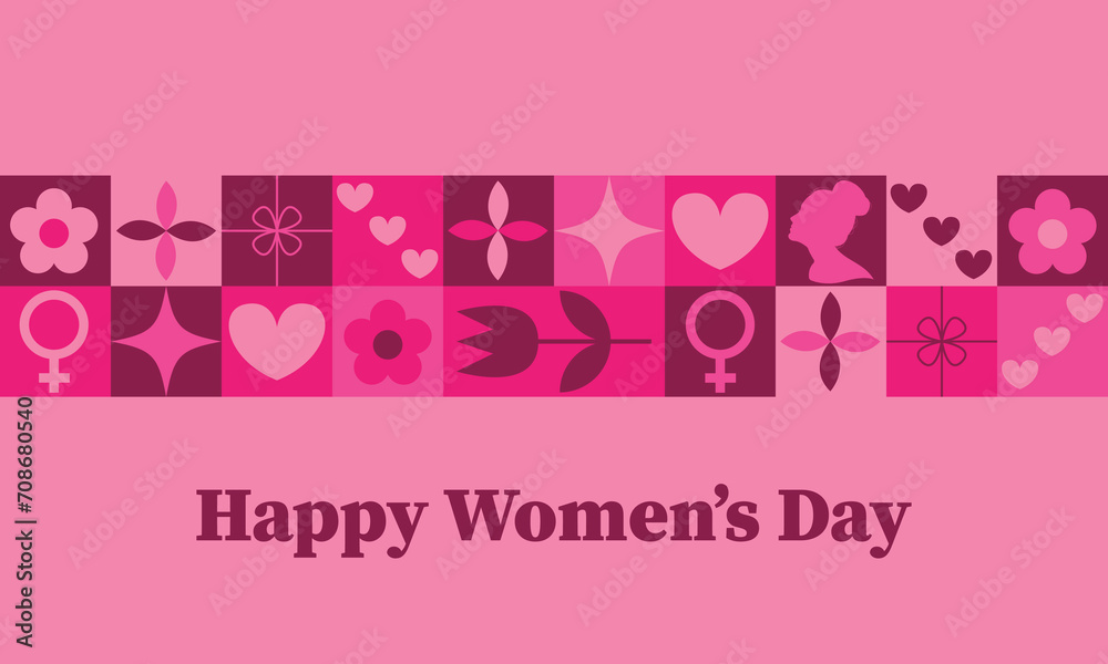 International womens day abstract background. 8 march modern poster with geometric pattern. Vector illustration International womens day abstract background. 8 march modern poster with geometric pattern. Vector illustration