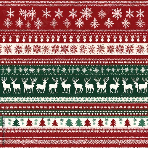 Festive Christmas Patchwork: A Colorful Array of Holiday Icons and Patterns