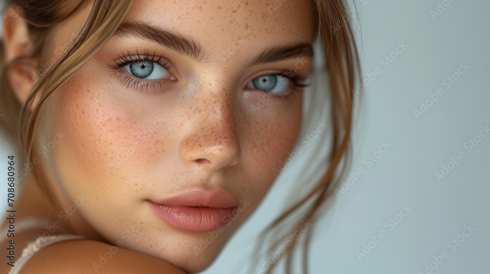 Portrait of beauty woman with perfect healthy glow skin facial, Beauty women beauty skincare concept. Generative ai	