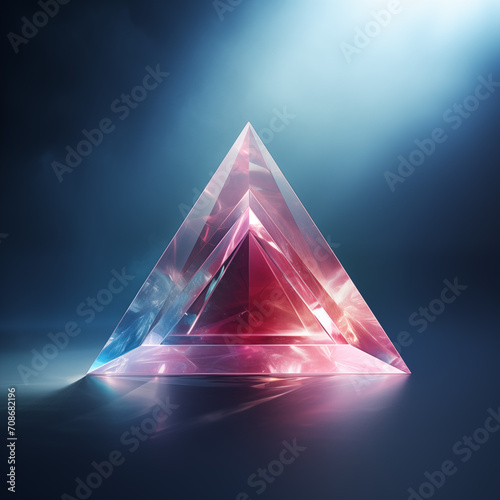 abstract dark background poster with 3d crystal pyramid diamond isolated