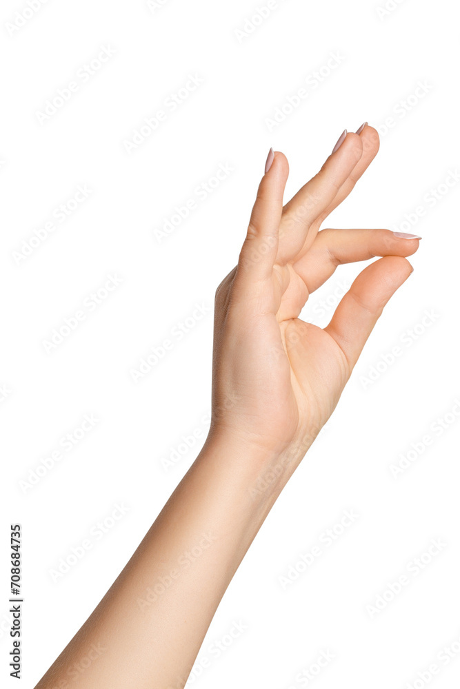 Woman's hand on empty background