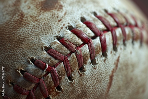 A detailed close-up view of a baseball with red stitches. Perfect for sports enthusiasts and baseball-related content