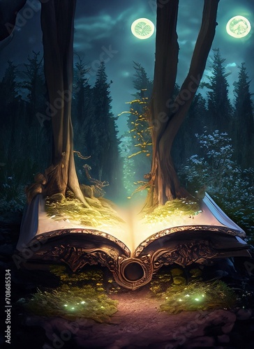 magic book in magic forest 