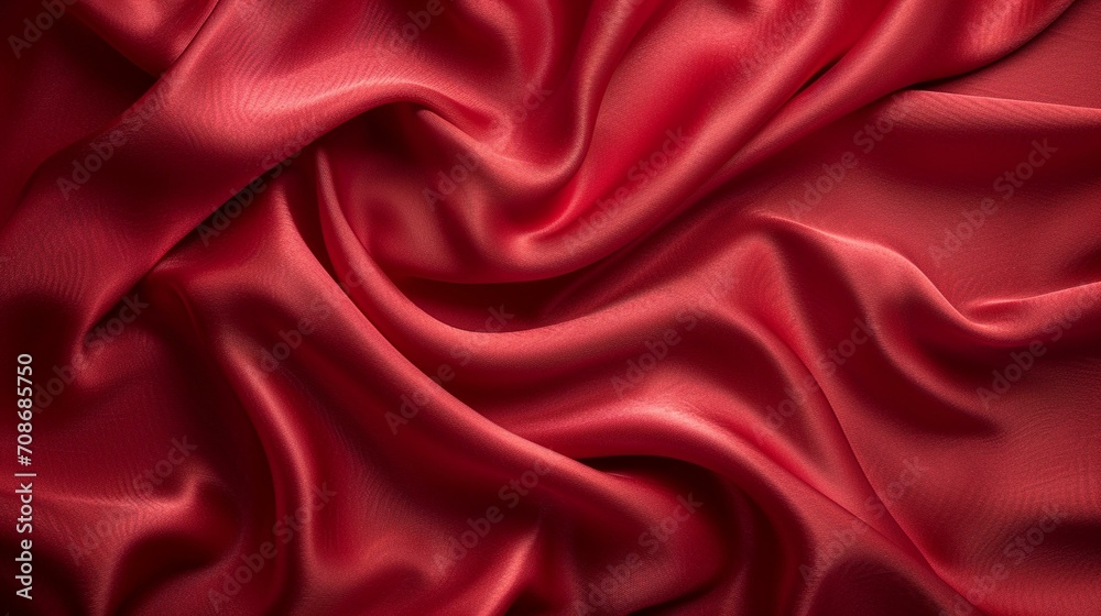 Red silk fabric texture background, adding a touch of elegance and luxury to fashion-related design concepts. [Silk fabric texture on red background]