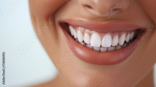 A close-up capture of a radiant smile showcasing pearly white teeth and healthy pink gums, dental ad