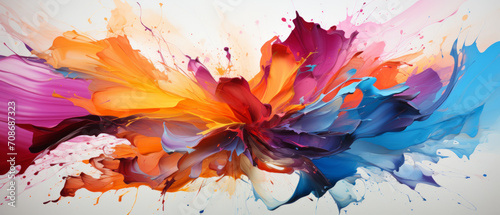Bright and lively abstract illustration with splatters and blobs of colorful ink.