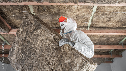 Obraz na plátně The ceiling insulation with a glass wool