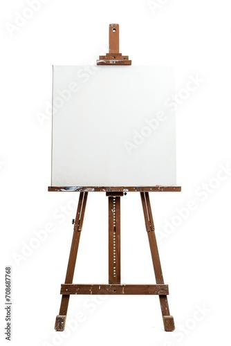 A blank canvas on an easel, ready for an artist's creation. Perfect for art-related projects and creative inspiration