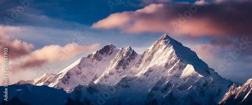 Ai produced a mountain peak that pierces the peaceful winter sky.
