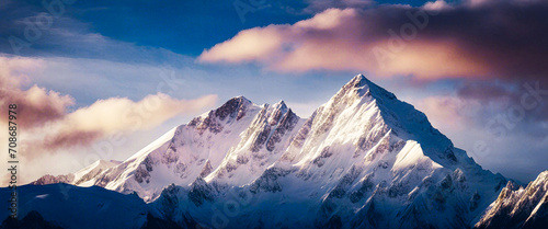 Ai produced a mountain peak that pierces the peaceful winter sky.