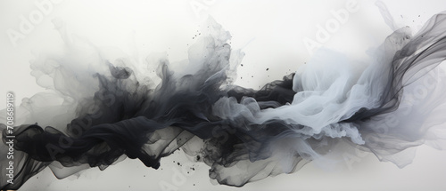 Monochrome abstract painting showcasing a fusion of sharp marks and soft blurs  creating a striking contrast. T