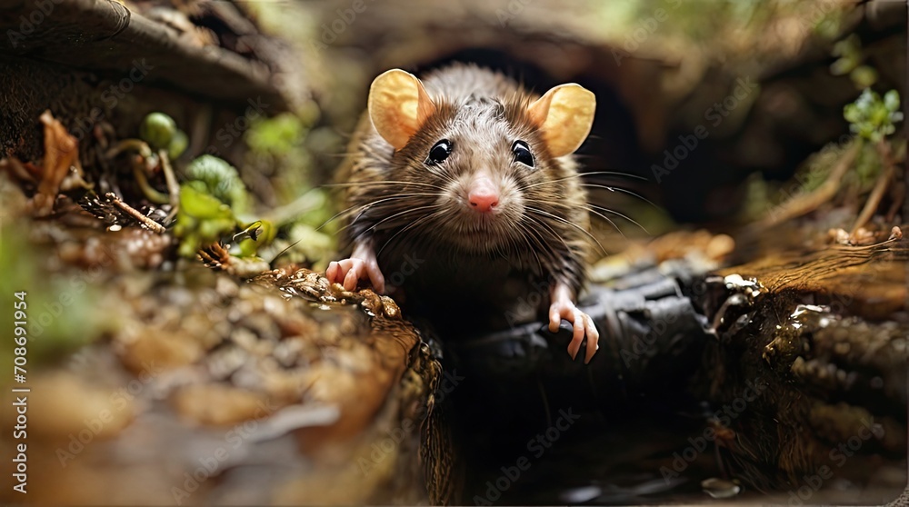 Curious Wild Rat Exploring a Natural Forest Habitat Generative AI Curious Wild Rat Exploring a Natural Forest Habitat Generative AI