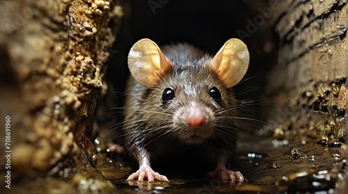 A cunning city rat scurries through the urban sewer system. Generative AI