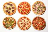 set of different pizza isolated on white backgroundd