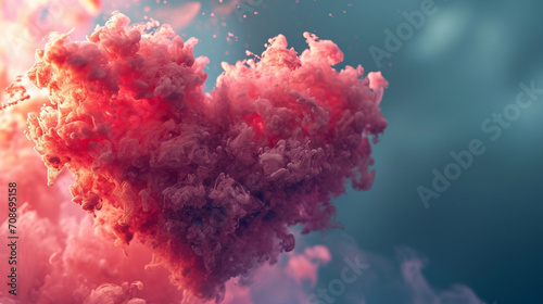 Abstract colorful valentine day pink hearth background. Love cloud. wallpaper for websites. Abstract, futuristic, colorful long exposure, bl. dynamic fluid art. creative flow. multi colored