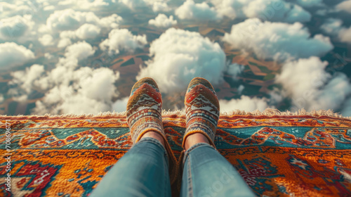 Magic carpet ride. Flying carpet. photo