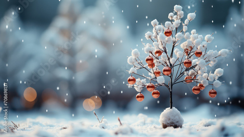 Christmas Winter Scene with Dreamy Bokeh and Snow © M.Gierczyk
