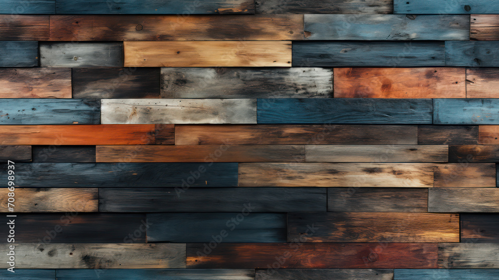 Rustic modern wooden wall with patina texture in futuristic style, AI generated Rustic modern wooden wall with patina texture in futuristic style, AI generated
