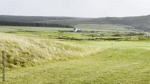 Beautiful grasses and manicured lawns on a Scottish Links golf course in the islands of Scotland.