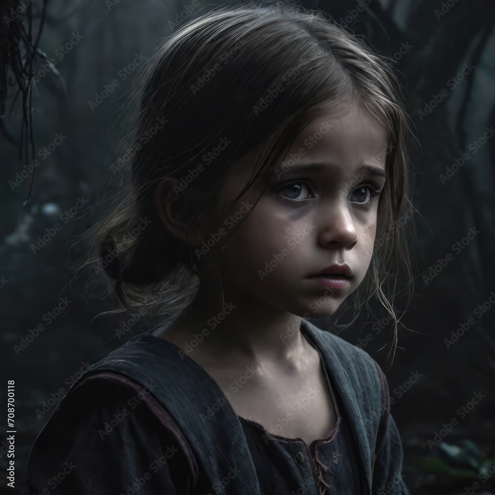  Little Girl In A Dark Forest