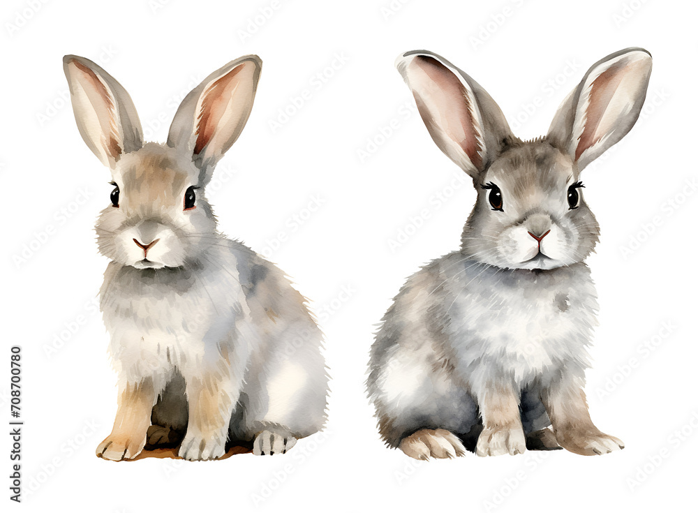 Bunny, rabbit, watercolor clipart illustration with isolated background. Bunny, rabbit, watercolor clipart illustration with isolated background.