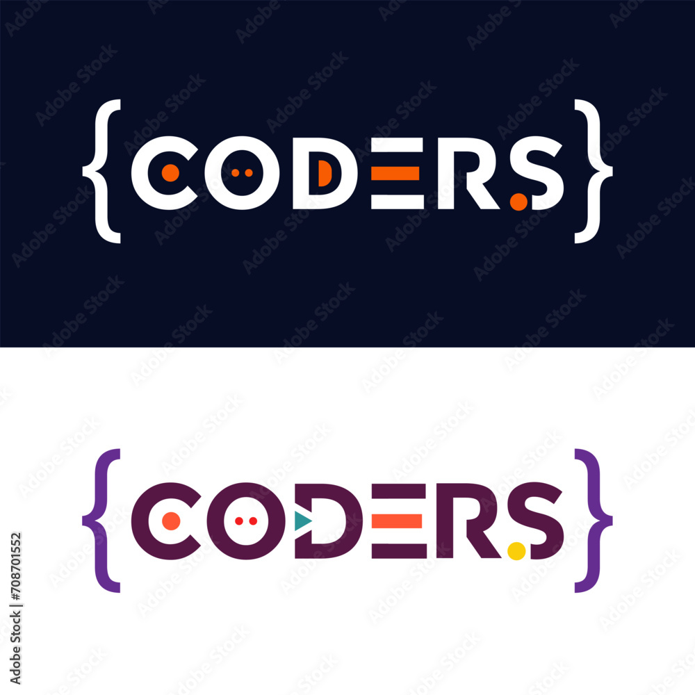 Fototapeta premium CODERS text logo vector, CODERS typography logo design template