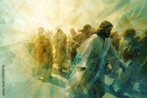 Abstract representation of jesus' miracles photo