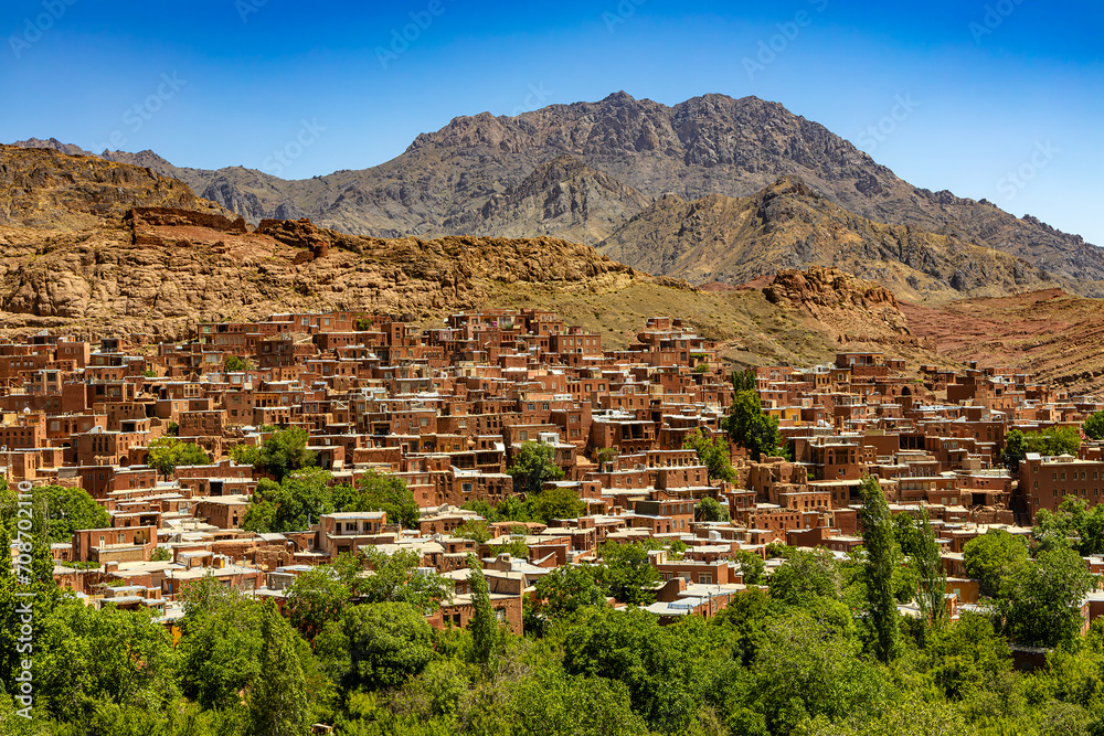 Iran. Village of Abyaneh (Isfahan Province), one of the Iranian historical villages located in the Karkas Mountains (Persian: kuh-e Karkas)