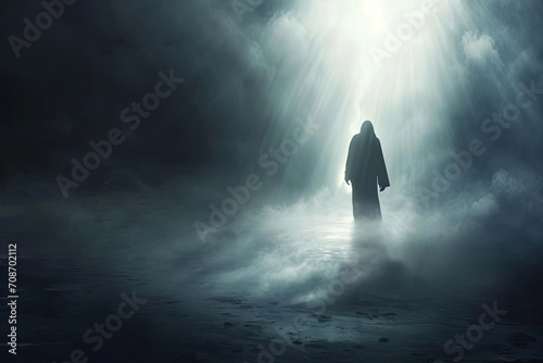 Jesus as a light bringer in a dark world Symbolizing hope