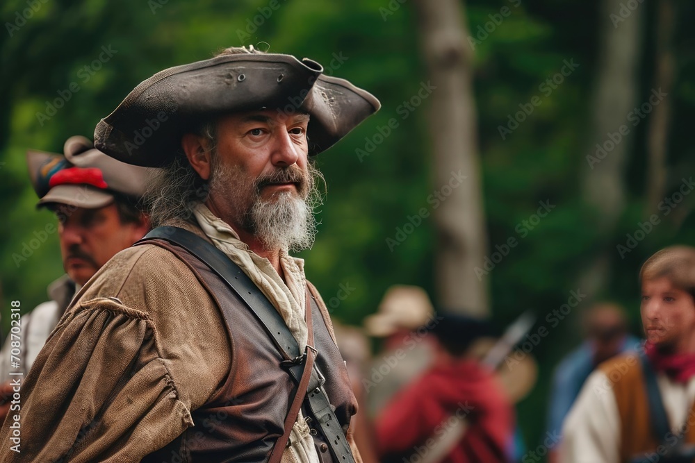 Historical reenactor in period costume Bringing history to life in a realistic setting