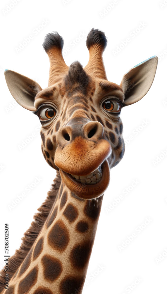 Funny looking cartoon giraffe on transparent background