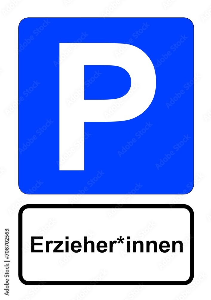 Illustration eines blauen Parkplatzschildes mit der Aufschrift Illustration eines blauen Parkplatzschildes mit der Aufschrift