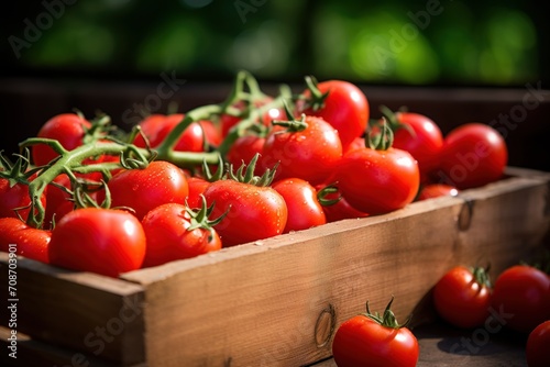 tomatoes in a wooden box