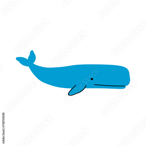 Sperm whale icon isolated flat vector illustration.