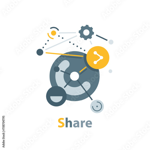 Share, network icon , websites and print media. Colorful vector