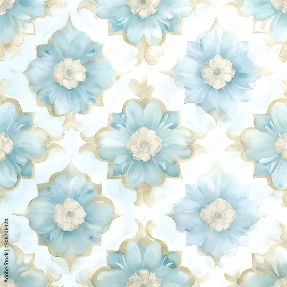 Fototapeta premium Cerulean Petal Symphony: Decorative Floral Artwork