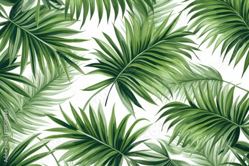 Abstract pattern with green tropical palm leaves