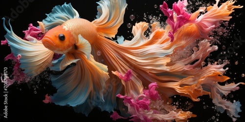 fish, known for their vibrant and genetically modified colors, create a mesmerizing underwater spectacle.