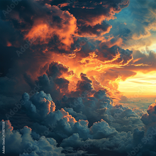 sunrise over the clouds conjuring up a picturesque scene