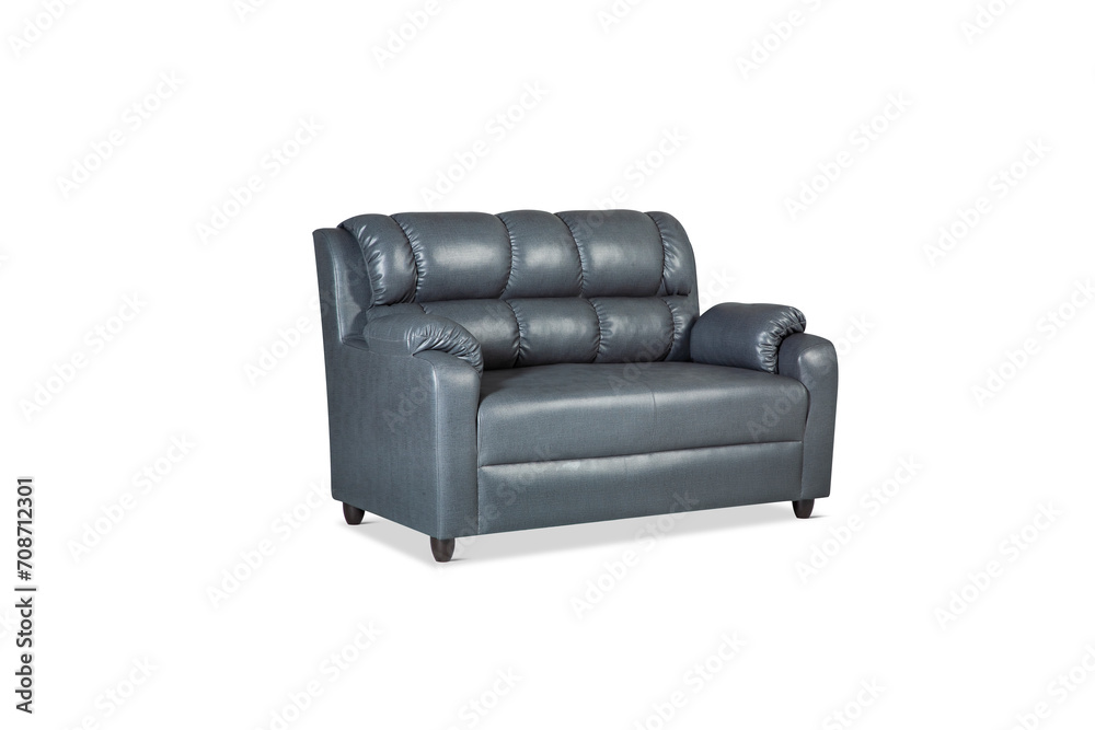 Grey leather sofa isolated ob white background Grey leather sofa isolated ob white background